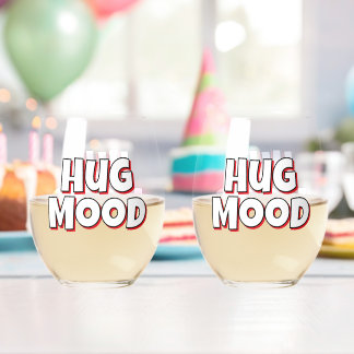 Verre À Vin Sans Pied Minimalist “Hug Mood”  – Cute Quote