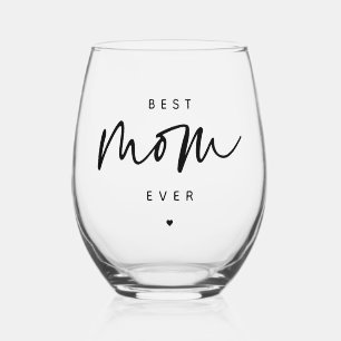 Verre À Vin Sans Pied Minimaliste Meilleure maman jamais élégante Typogr