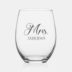 Verre À Vin Sans Pied Mme Bride Groom Mariage Réception Customisée