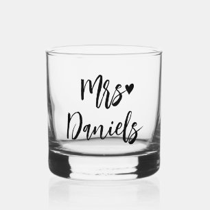 Verre À Vin Sans Pied Mme brides nom typographie noire et mariage cardia