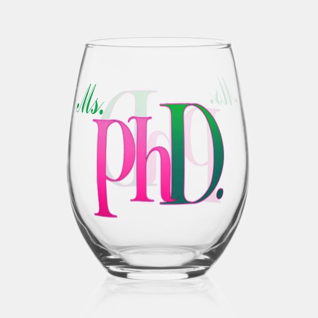 Verre À Vin Sans Pied Mme PhD. Rose & Vert (Verso)