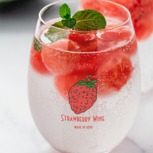 Verre À Vin Sans Pied Modèle de logo personnalisé fraise