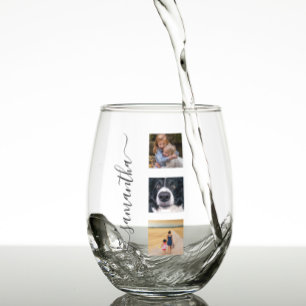 Verre À Vin Sans Pied Modèle photo moderne Nom manuscrit Script