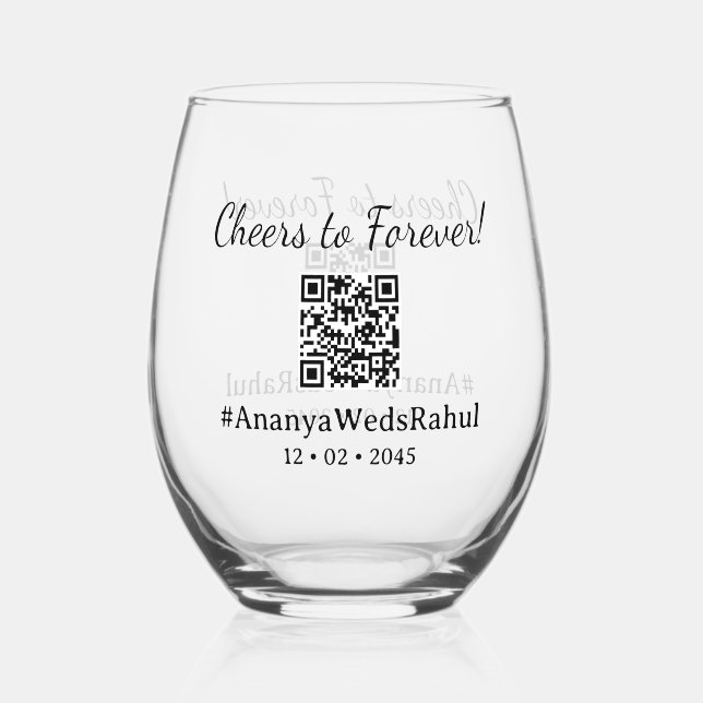 Verre À Vin Sans Pied Modern QR Code Wedding Favor Stemless Wine Glass (Recto)