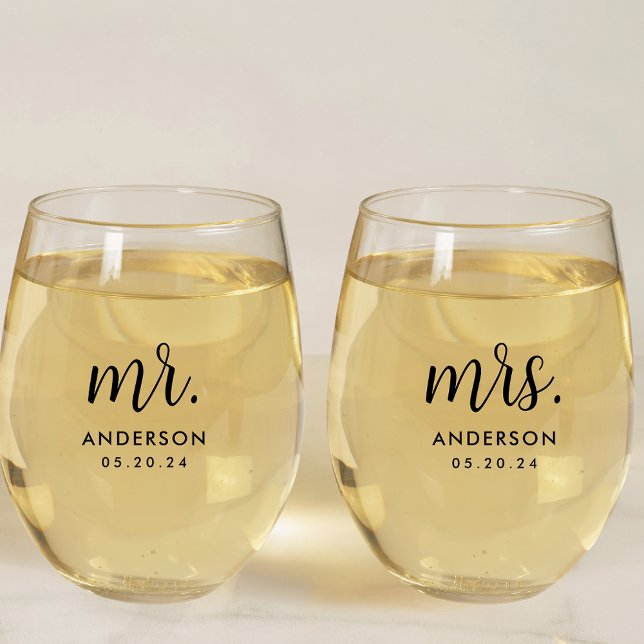Verre À Vin Sans Pied Modern Simple Mr et Mme Newlysée Cadeau (Créateur téléchargé)