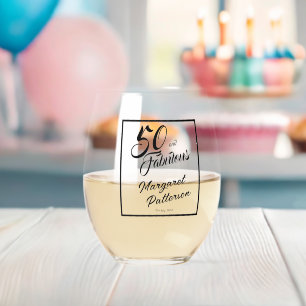 Verre À Vin Sans Pied Moderne Cinquante ans et Fabuleux Anniversaire 50