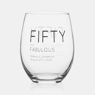 Verre À Vin Sans Pied Moderne Cinquante ans et Incroyable Fête d'anniver