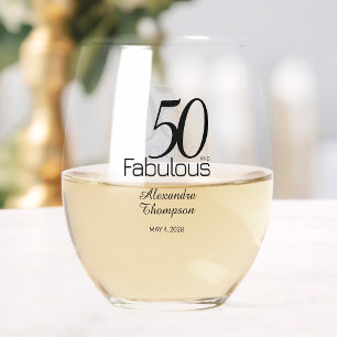 Verre À Vin Sans Pied Moderne Cinquante ans et Incroyable Gras 50ème Dou