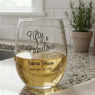 Verre À Vin Sans Pied Moderne Cinquante et Fabuleux Gras 50e Anniversair