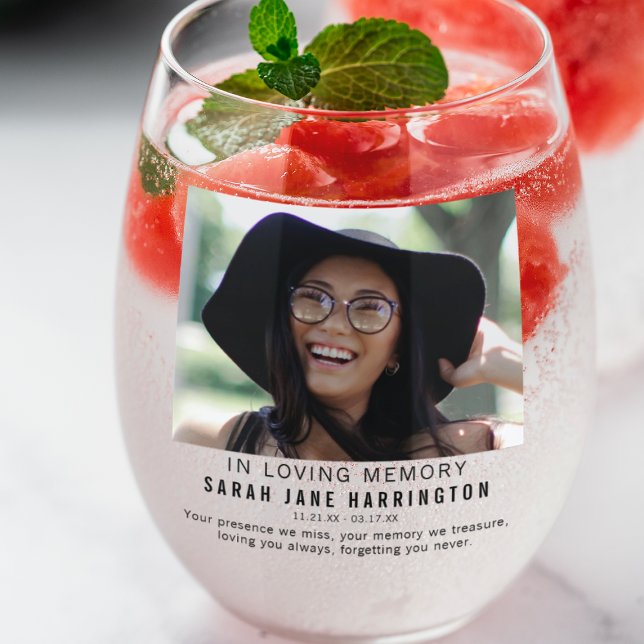 Verre À Vin Sans Pied Moderne En Mémoire Amoureuse | Mémorial photo (Créateur téléchargé)