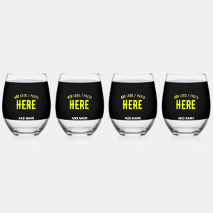 VERRE À VIN SANS PIED MODERNE ET MODERNE PERSONNALISABLE NOIR VÉRIFIÉ