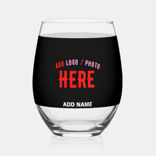 VERRE À VIN SANS PIED MODERNE ET MODERNE PERSONNALISABLE NOIR VÉRIFIÉ