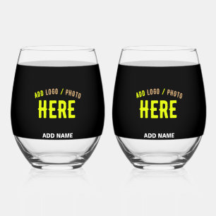 VERRE À VIN SANS PIED MODERNE ET MODERNE PERSONNALISABLE NOIR VÉRIFIÉ