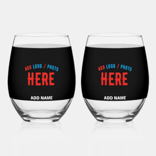 VERRE À VIN SANS PIED MODERNE ET MODERNE PERSONNALISABLE NOIR VÉRIFIÉ