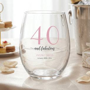 Verre À Vin Sans Pied Moderne Quarante et Incroyable Anniversaire 40 Ans