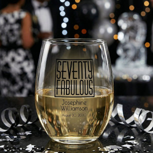 Verre À Vin Sans Pied Moderne Soixante-dix ans et Fabuleux 70e Anniversa