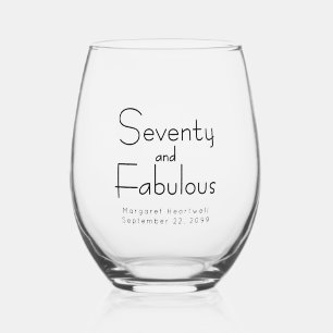 Verre À Vin Sans Pied Moderne Soixante-Dixième Anniversaire Fabuleux