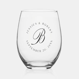 Verre À Vin Sans Pied Monogramme Adresse initiale ou Mariage