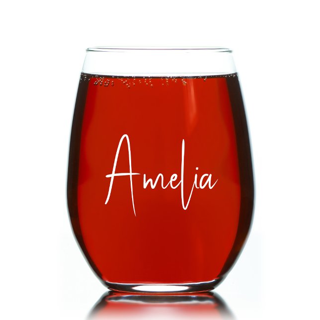 Verre À Vin Sans Pied Monogramme blanc chic (Créateur téléchargé)