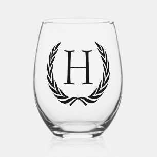 Verre À Vin Sans Pied Monogramme Chic Vintage Classique Personnalisé