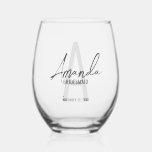 Verre À Vin Sans Pied Monogramme et nom d'une servante d'État moderne pe<br><div class="desc">Monogramme et cadeaux de nom de Bridesmaid Ce design présente le nom de femme de pont personnalisée en gris moderne écriture manuscrite style de police et monogramme en gris clair gris moderne style de police sans serif moderne en arrière - plan, avec des détails mariages en gris moderne style de...</div>