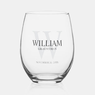 Verre À Vin Sans Pied Monogramme et nom personnalisés des garçons d'honn