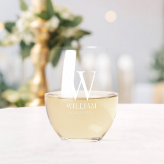 Verre À Vin Sans Pied Monogramme et nom personnalisés des garçons d'honn