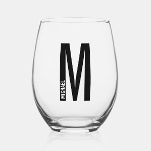 Verre À Vin Sans Pied Monogramme et nom personnalisés modernes