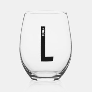 Verre À Vin Sans Pied Monogramme et nom personnalisés modernes