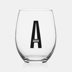 Verre À Vin Sans Pied Monogramme et nom personnalisés modernes
