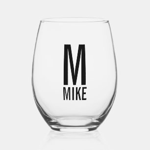 Verre À Vin Sans Pied Monogramme et nom personnalisés modernes