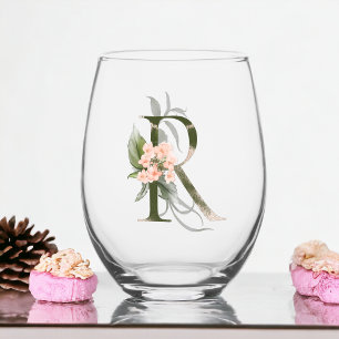 Verre À Vin Sans Pied Monogramme Féminin Initial La Lettre R
