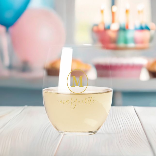 Verre À Vin Sans Pied Monogramme or (Insitu (Baby Shower))