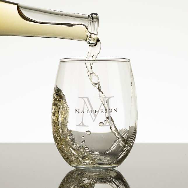 Verre À Vin Sans Pied Monogramme personnalisé classique (Classic custom monogram stemless wine glasses available in sets of two, four or individually. )