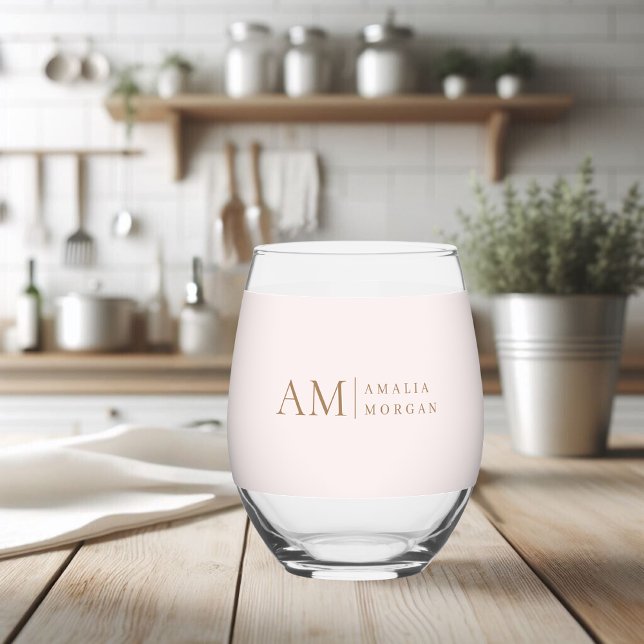 Verre À Vin Sans Pied Monogramme Personnalisé Rose Initiale Et Nom (Créateur téléchargé)