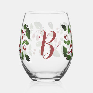 Verre À Vin Sans Pied Monogramme Rustique Feuille d'automne et de chêne