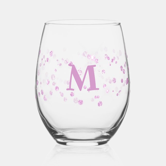 Verre À Vin Sans Pied monogramme simulé d'étincelle de parties scintilla (Recto)