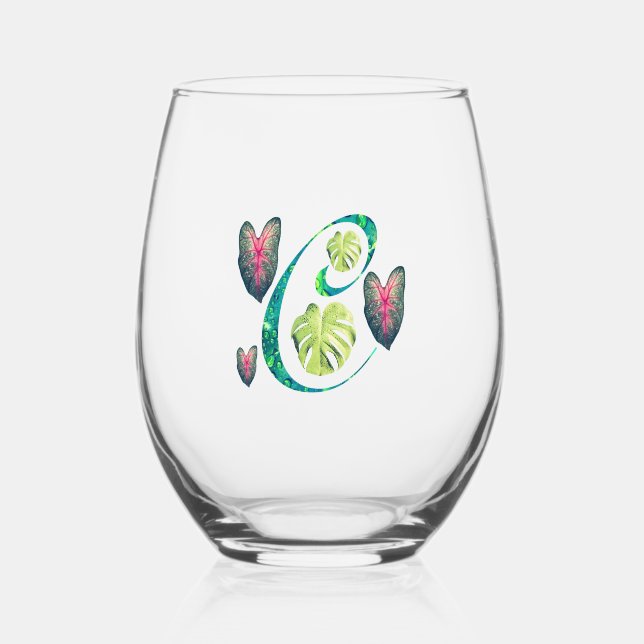 Verre À Vin Sans Pied Monstera Alphabet "C"  (Recto)