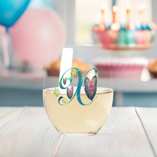 Verre À Vin Sans Pied Monstera Alphabet "X"  (Insitu (Baby Shower))
