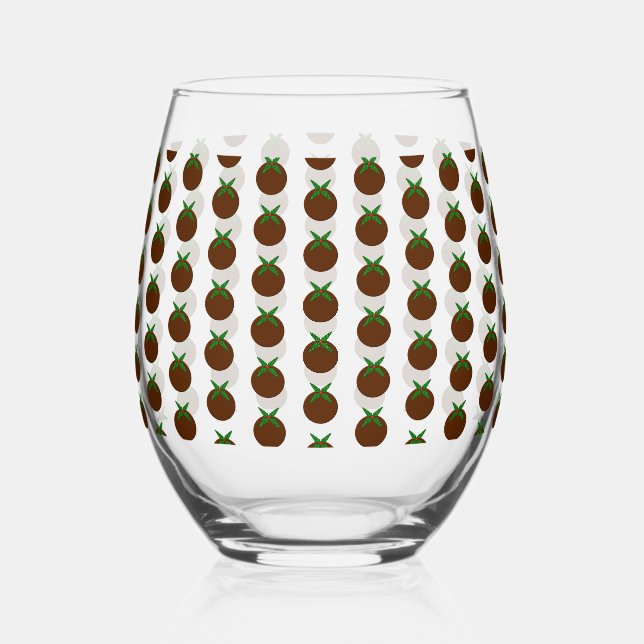 Verre À Vin Sans Pied Motif du Pudding de Noël (Recto)