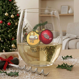 Verre À Vin Sans Pied Mouton drôle Baa Humbug ! Dessin animé de Noël Scr