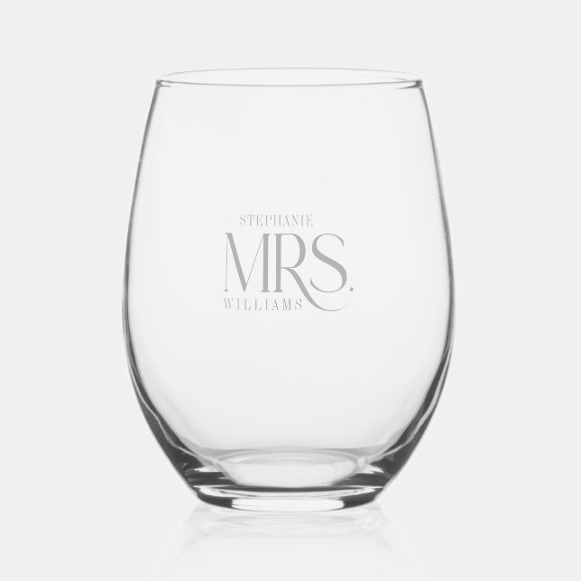 Verre À Vin Sans Pied MRS, Élégante typographie gris clair (Recto)