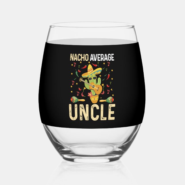 Verre À Vin Sans Pied Nacho Moyenne Oncle Cinco De Mayo Mexicain Sombrer (Recto)