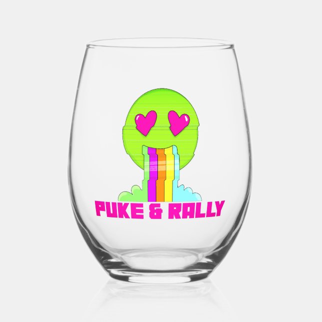 Verre à vin sans pied Neon Puke & Rally | Fête (Recto)