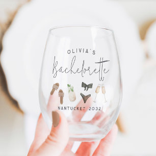 Verre À Vin Sans Pied Neutres d'été Fête de Bachelorette Personnalisée