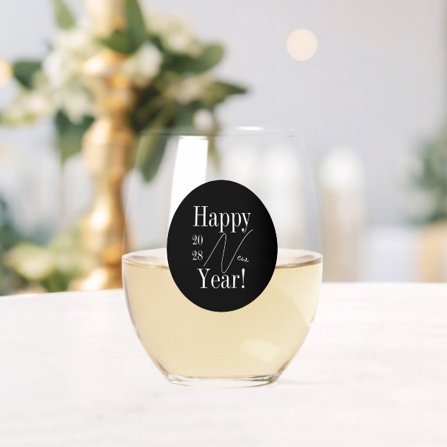 Verre À Vin Sans Pied New Year's Eve Party Black and White Personalized (Insitu (Mariage))