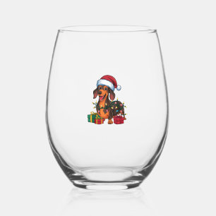 Verre À Vin Sans Pied Noël Éclairage de Noël Chapeau Dachshund Chien Noë