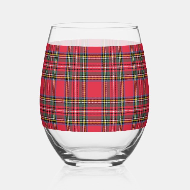 Verre À Vin Sans Pied Noël rouge plaid (Recto)