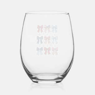 Verre À Vin Sans Pied Nœuds Coquette Patriotique Design Vectoriel Vintag