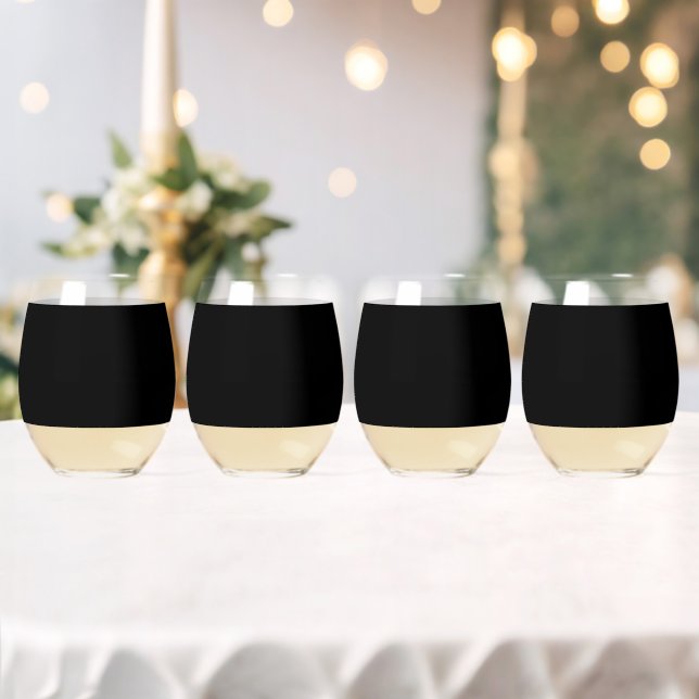 Verre À Vin Sans Pied Noir Uni Élégant (Insitu (Mariage))